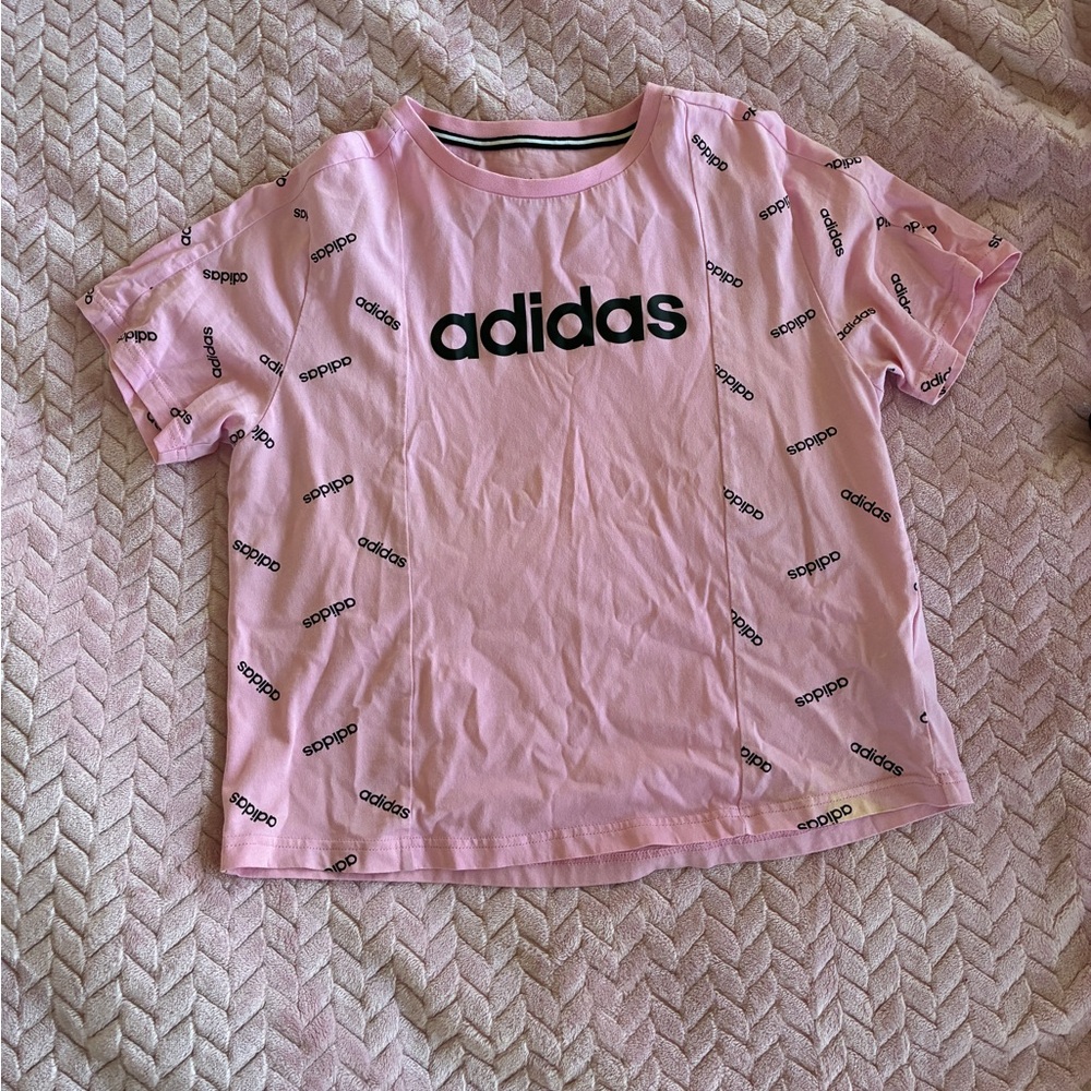 Adidas Pink Short Sleeve Baby-Tee with Black Logo